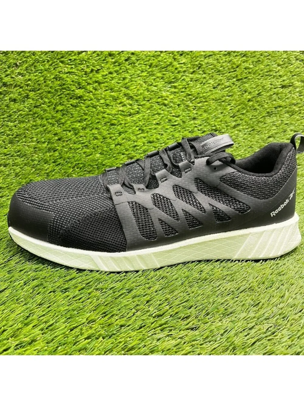 Reebok Fusion Flexweave Mens Size 15 Black White Composite Toe Safety Work Shoes